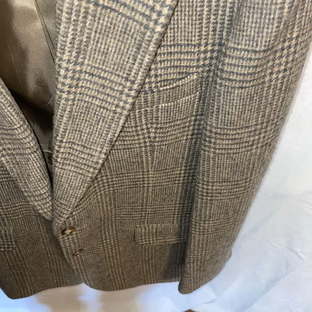 Orvis Men’s Dress Blazer Size 42L Gray Houndstooth Plaid Going Out Party